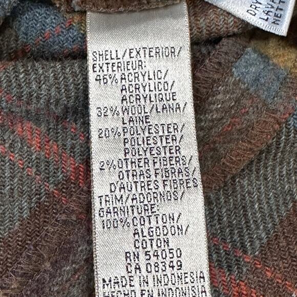 Evan Picone Shacket Size 8 Brown Blue Green Snaps Button Up Wool Blend Academia - Picture 8 of 8